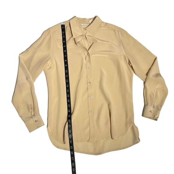 Lillie Rubin Women's Yellow Silk Long-Sleeve Button-Down Blouse Size 12 - Picture 9 of 13